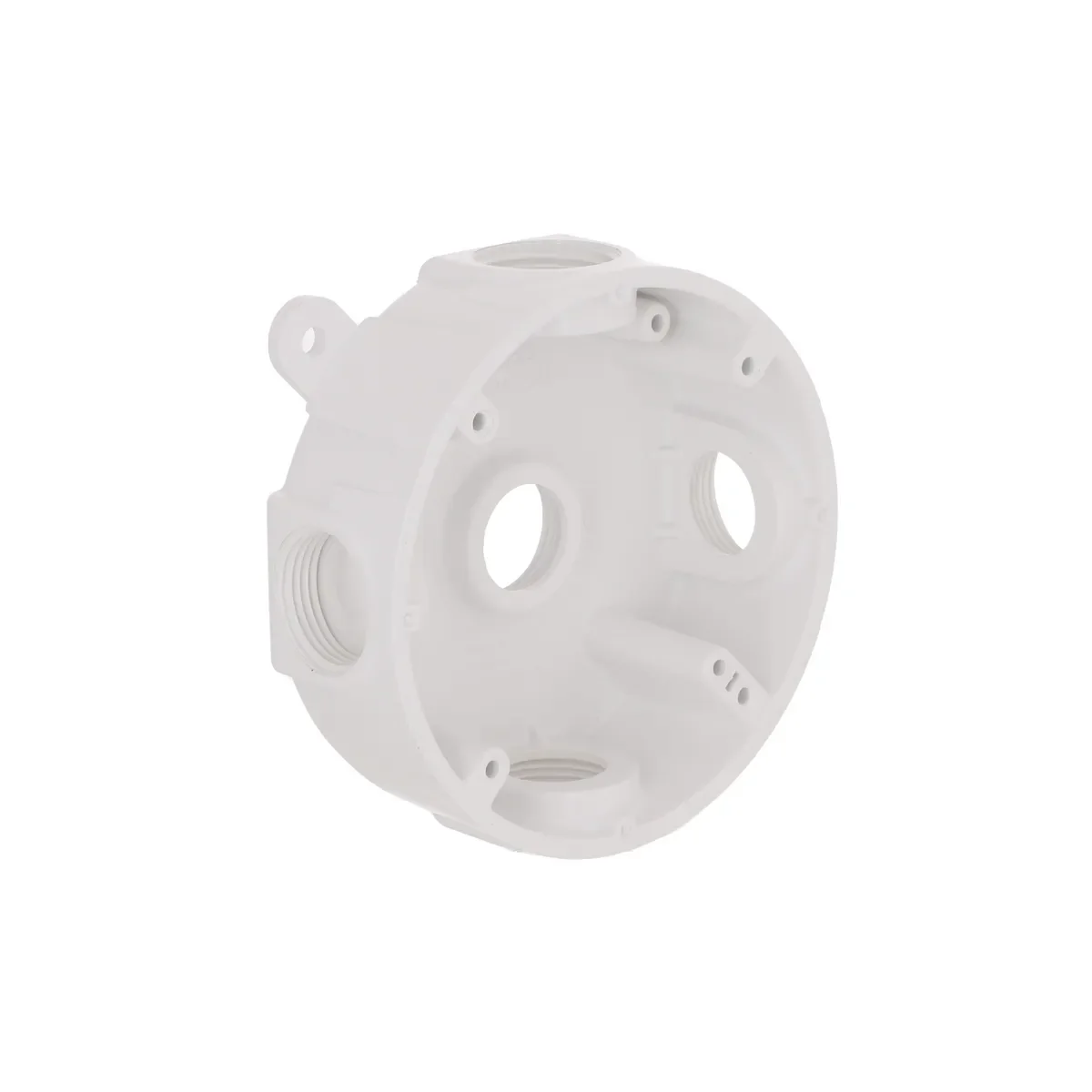 Hubbell Round Weatherproof Box, Five 1/2 or 3/4 in. Threaded Outlets, White