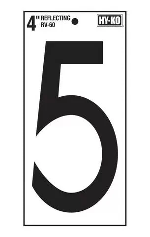 Hy-Ko 4in Reflective Vinyl Number '5'