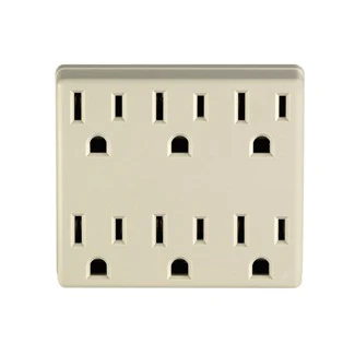 Leviton Indoor 15 Amp, 125 Volt, 3-Wire Horizontal Grounded Adapter - Ivory