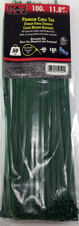 K-T Industries 11.8" Green Standard Duty, 100/Pk