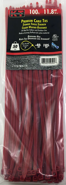 K-T Industries 11.8" Red Standard Duty, 100/Pk