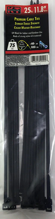 K-T Industries 11.8" Standard Duty, Uv Black, 25/Pk