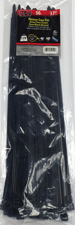 K-T Industries 17" Extra Heavy Duty, Uv Black, 50/Pk