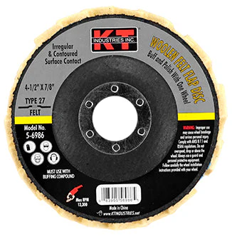 K-T Industries 4-1/2" Felt Woolen Flap Disc Type 27