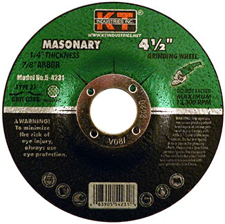 K-T Industries 4-1/2" X 1/4" X 7/8" Masonry Grinding Wheel