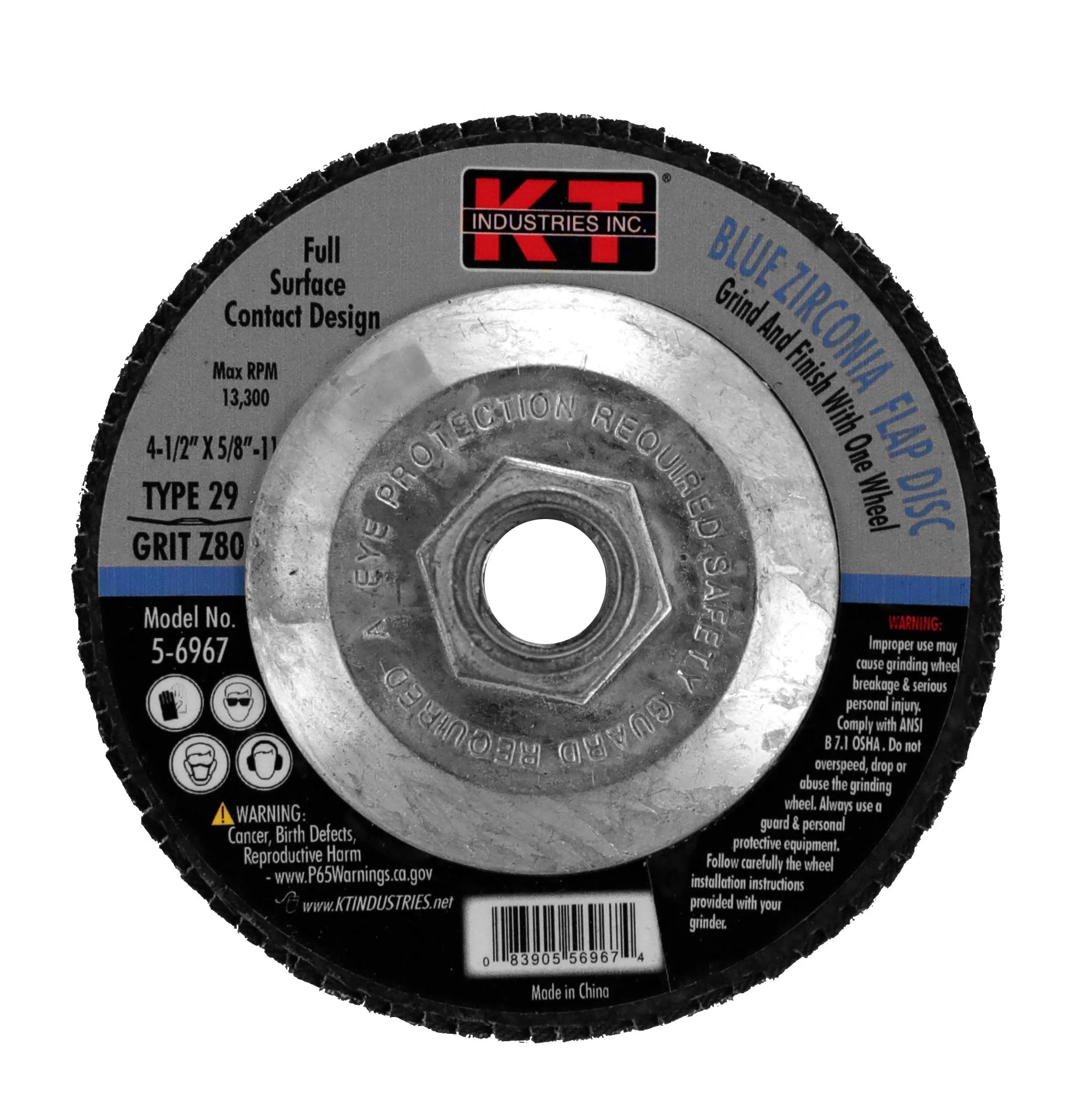 K-T Industries 4.5" X 7/8" X 80g T27 Bz Flap Disc