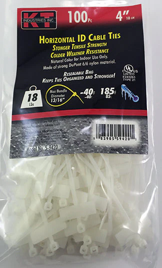 K-T Industries 4" Horizontal Id, Natural, 100/Pk