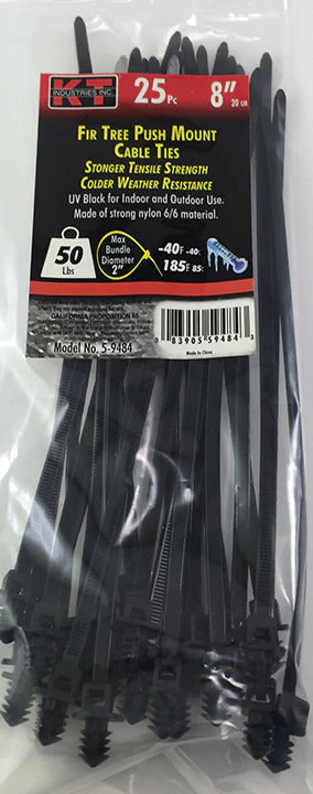 K-T Industries 8" Fir Tree Push Mount, Uv Black, 25/Pk