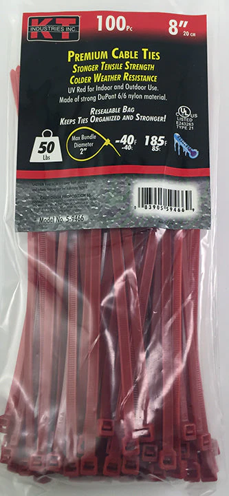 K-T Industries 8" Red Standard Duty, 100/Pk