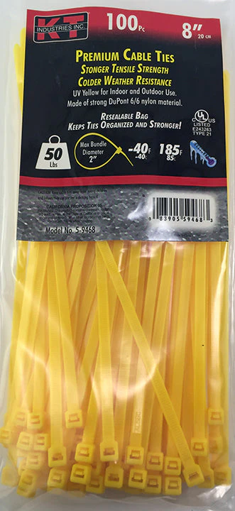 K-T Industries 8" Yellow Standard Duty, 100/Pk