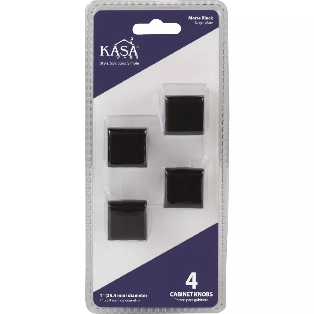 Kasaware 1 In. Diameter Matte Black Flared Foot Square Knob - Image 2
