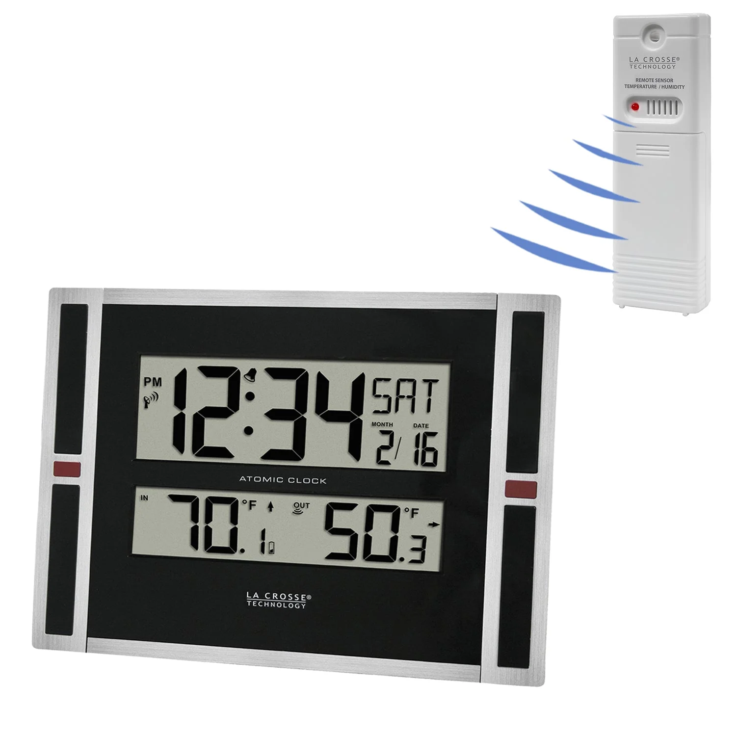 La Crosse Technology Atomic Digital Wall Clock with Indoor/Outdoor Temperature - Image 2