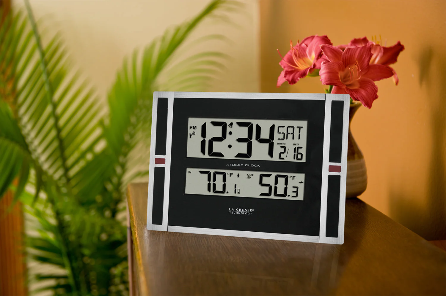 La Crosse Technology Atomic Digital Wall Clock with Indoor/Outdoor Temperature - Image 3