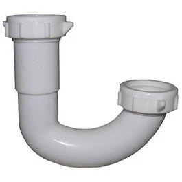 Lavatory Drain Sink J-Bend, White PVC, 1.25 x 1.25-In.