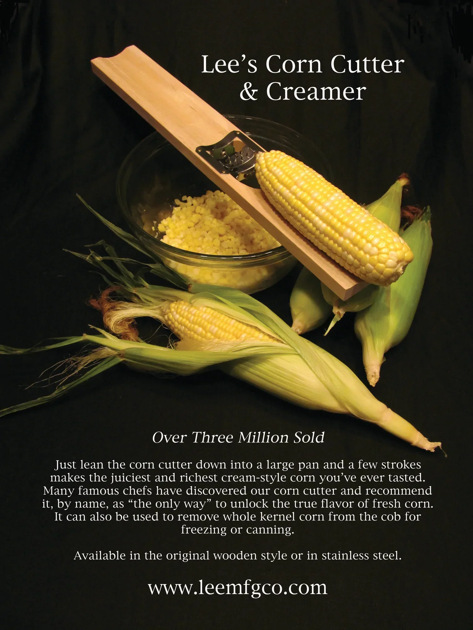 Lee Manufacturing Wooden Corn Cutter and Creamer - Image 3