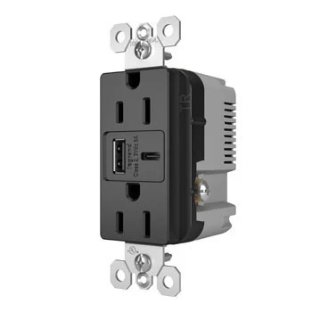 Legrand Pass & Seymour radiant® 15W USB Outlet, Type A/C, 15A, Tamper-Resistant, Black - Image 3