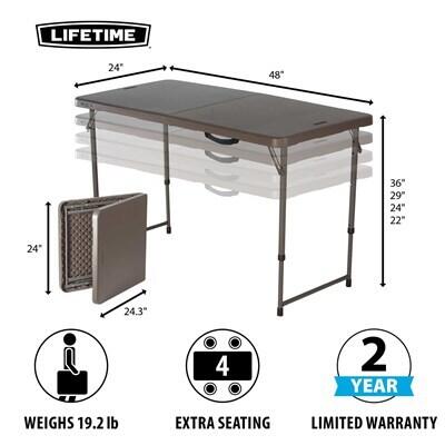 Lifetime 4-Foot Adjustable Fold-In-Half Table (Essential) - Image 2