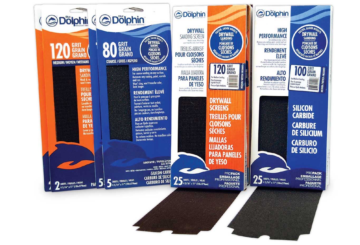 Linzer Blue Dolphin Silicon Carbide Drywall Screens 120 Grit 4-3/16" x 11"  2 Pack