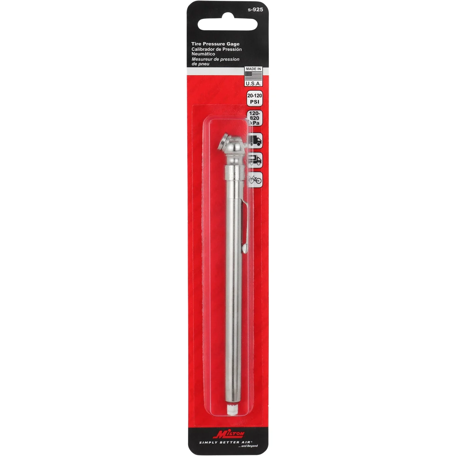 Milton Tire Pressure Gauge, 20-120 PSI Single Head Air Chuck (Box of 10) - Image 5