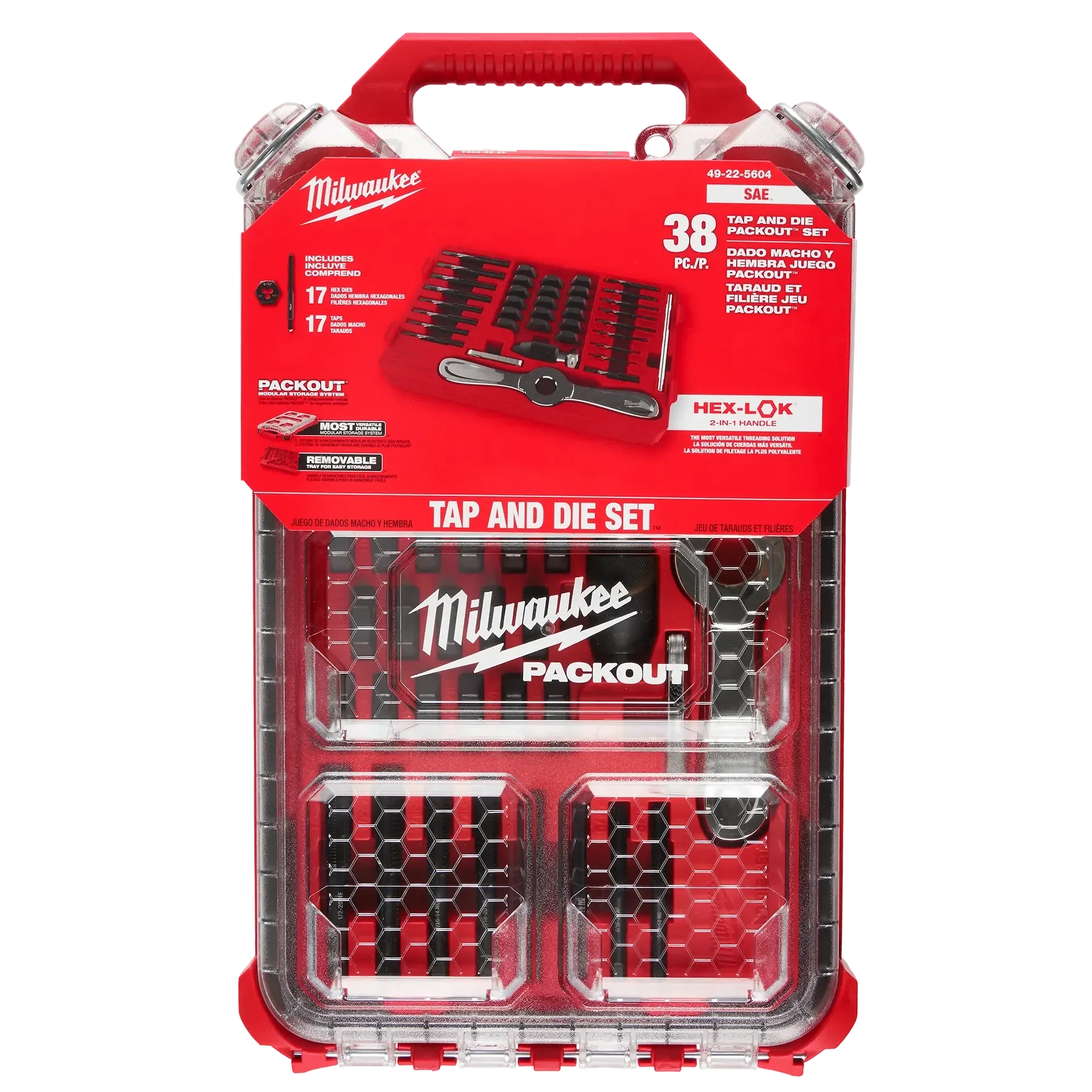 Milwaukee 38PC SAE Tap & Die PACKOUT™ Set w/ Hex-LOK™ 2-in-1 Handle - Image 12