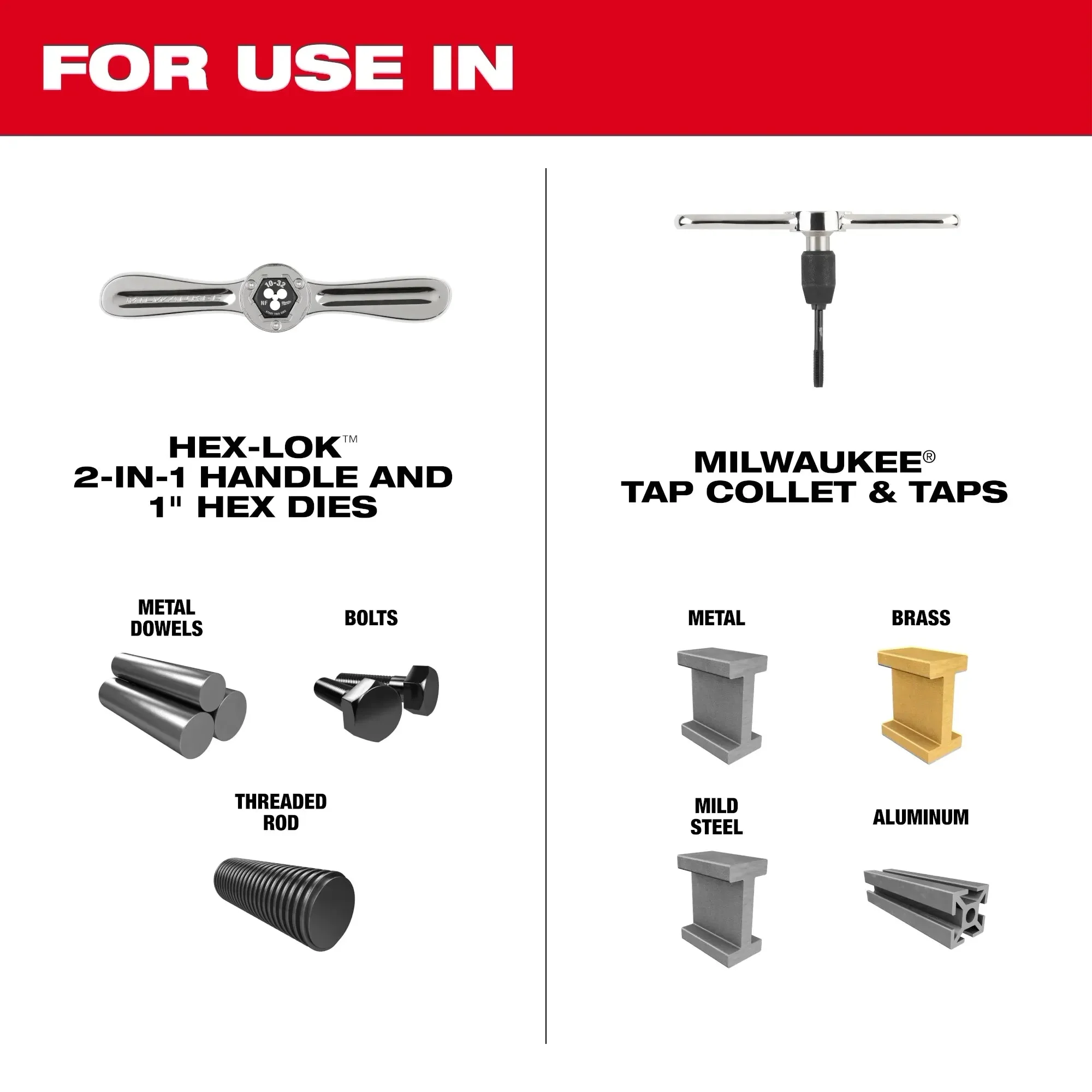 Milwaukee Hex-LOK™ 2-in-1 Tap and Die Threading Handle & Tap Collet - Image 3
