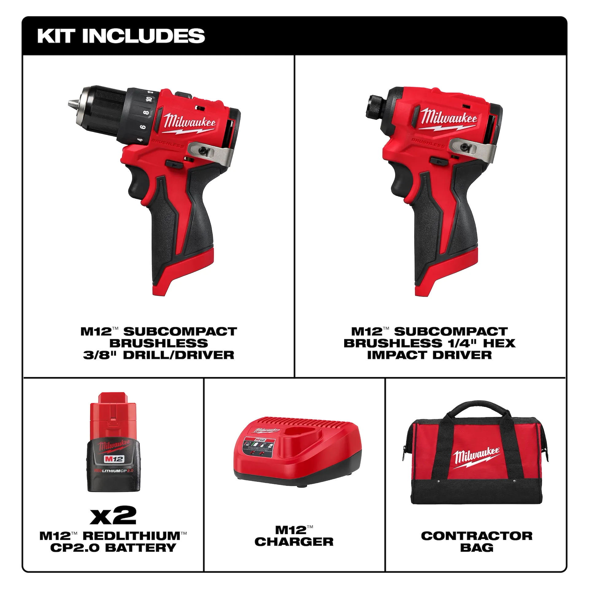Milwaukee M12™ Subcompact Brushless 2-Tool Combo Kit - Image 3