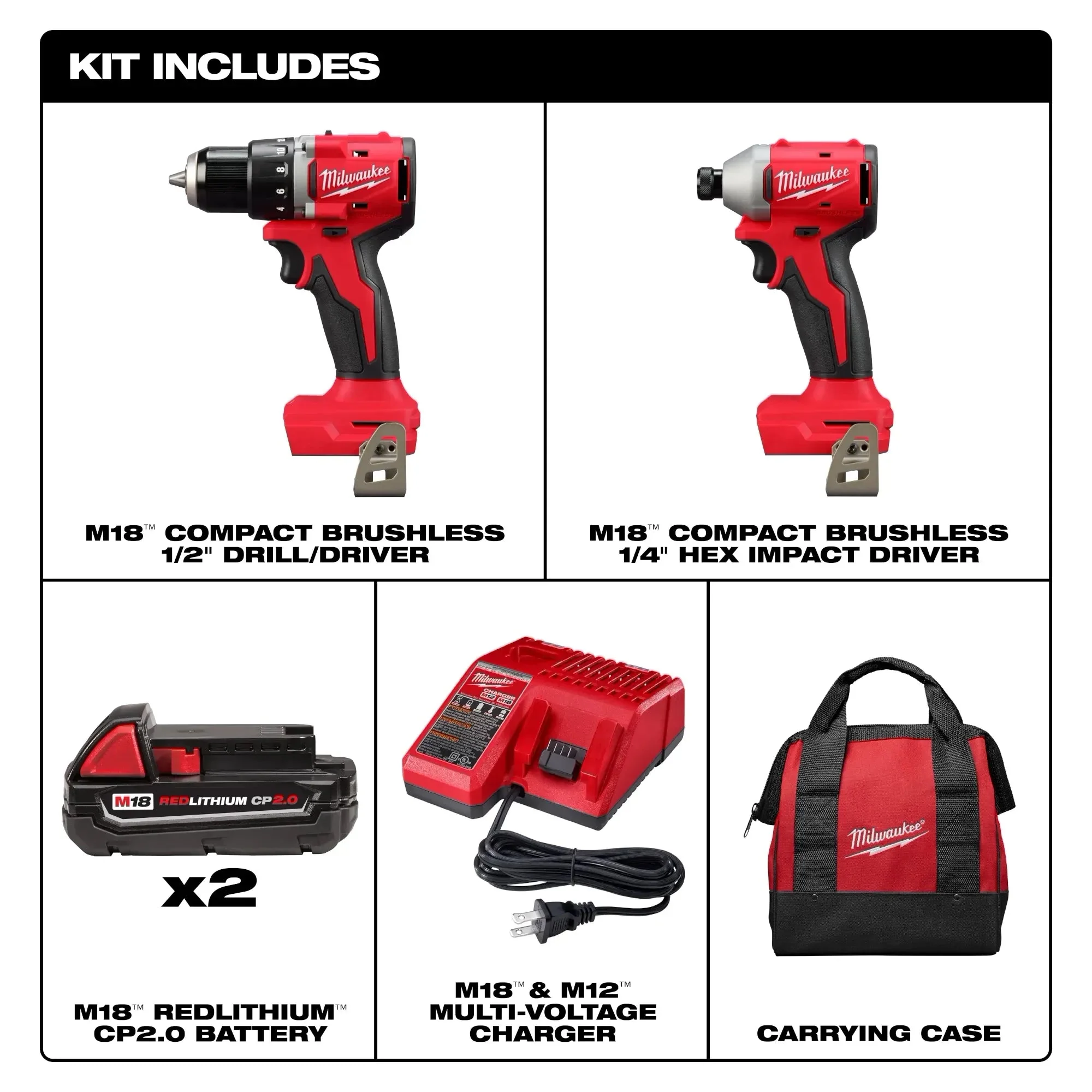 Milwaukee M18™ Compact Brushless 2-Tool Combo Kit - Image 3