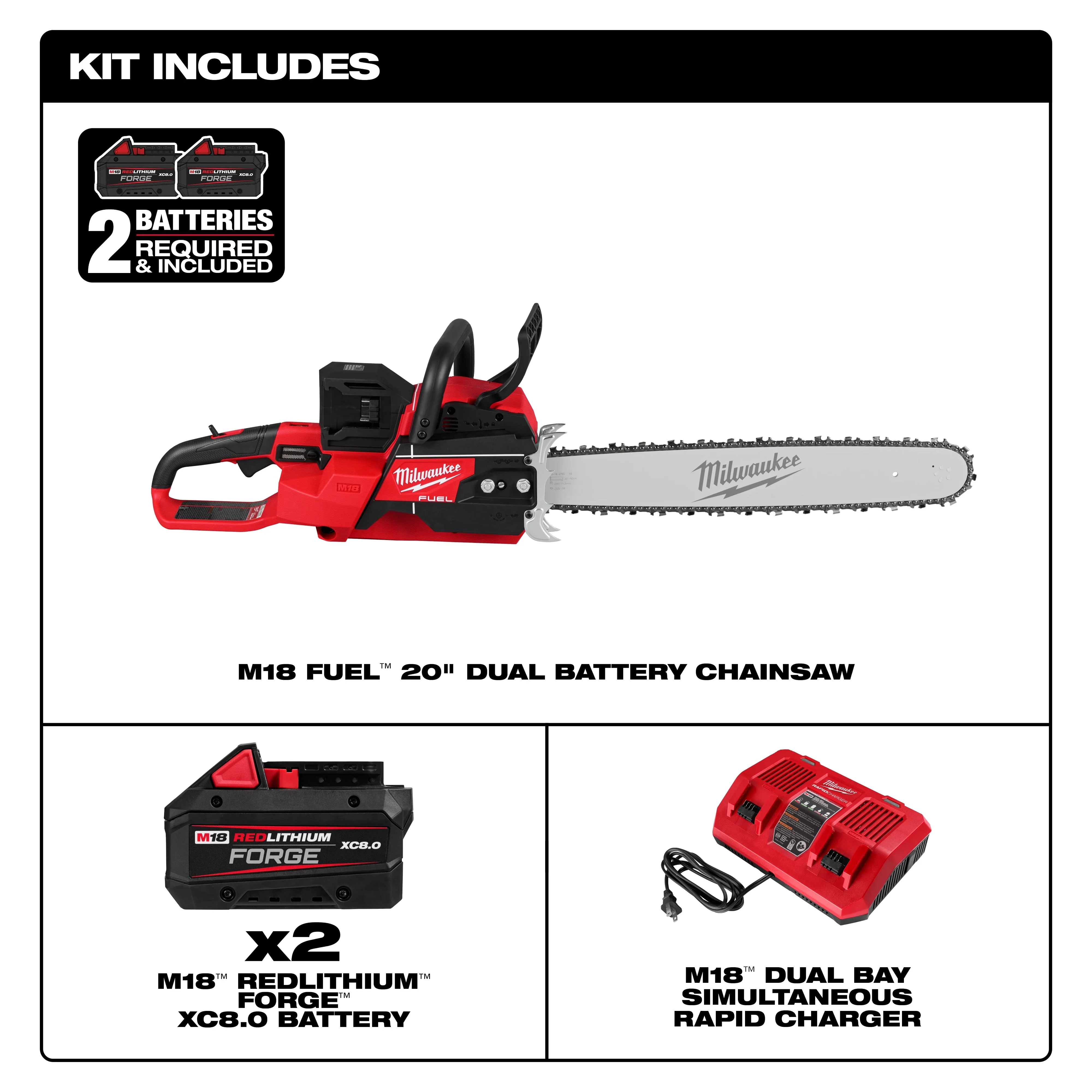 Milwaukee M18 FUEL™ 20" Dual Battery Chainsaw Kit - Image 5
