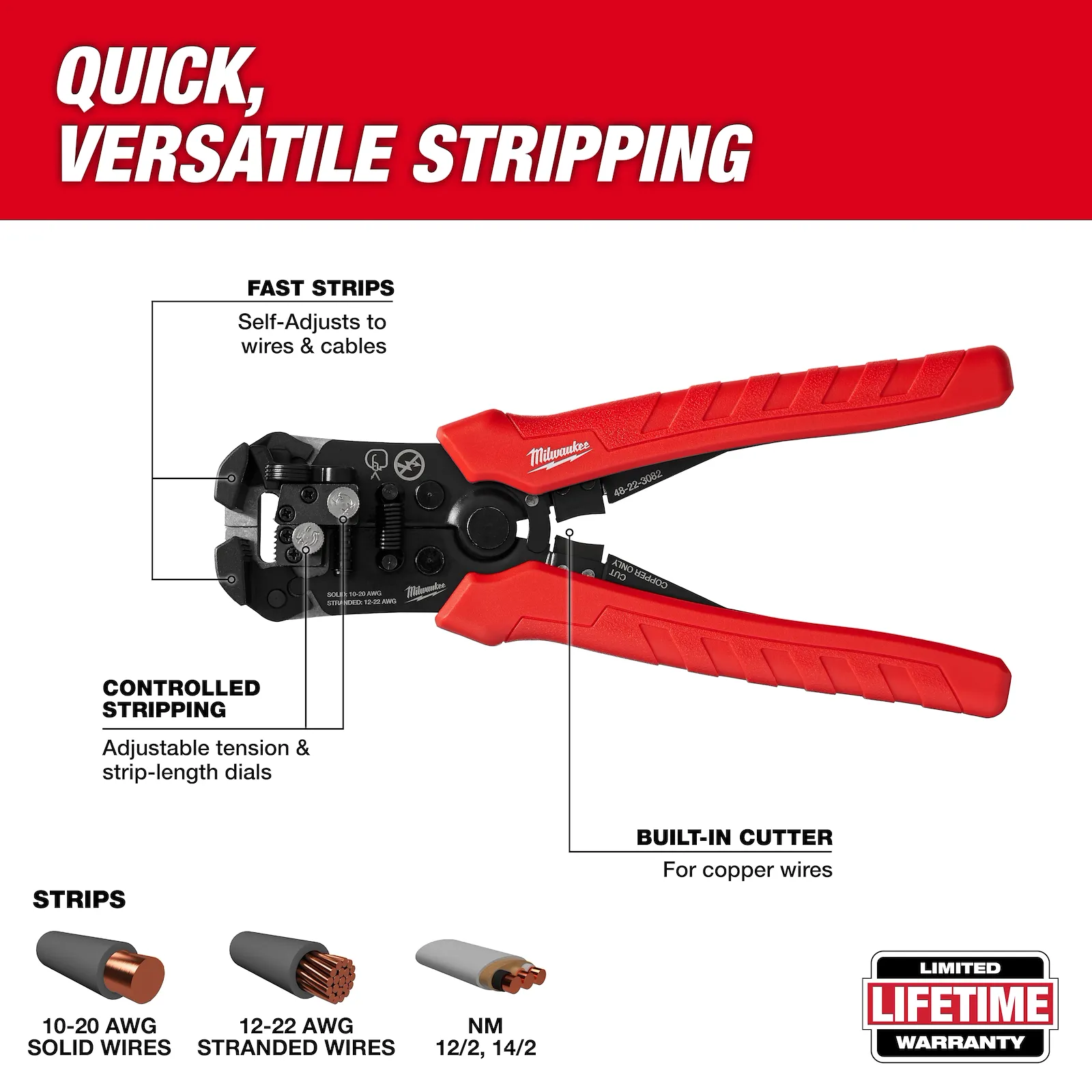 Milwaukee Self-Adjusting Wire Stripper & Cutter - Image 2