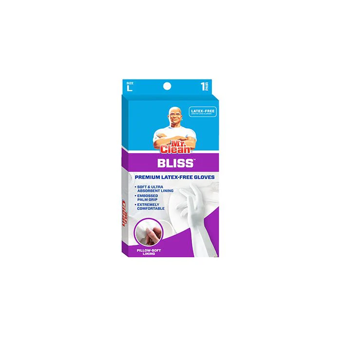 Mr. Clean 243034 Bliss Premium Latex-Free Gloves, Large, 1 Pair