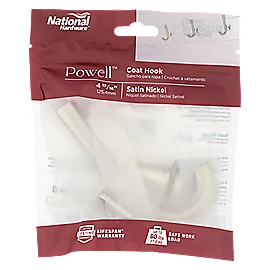 National Hardware Powell Angled Hook 4-15/16", Satin Nickel, Stand Up - Image 2