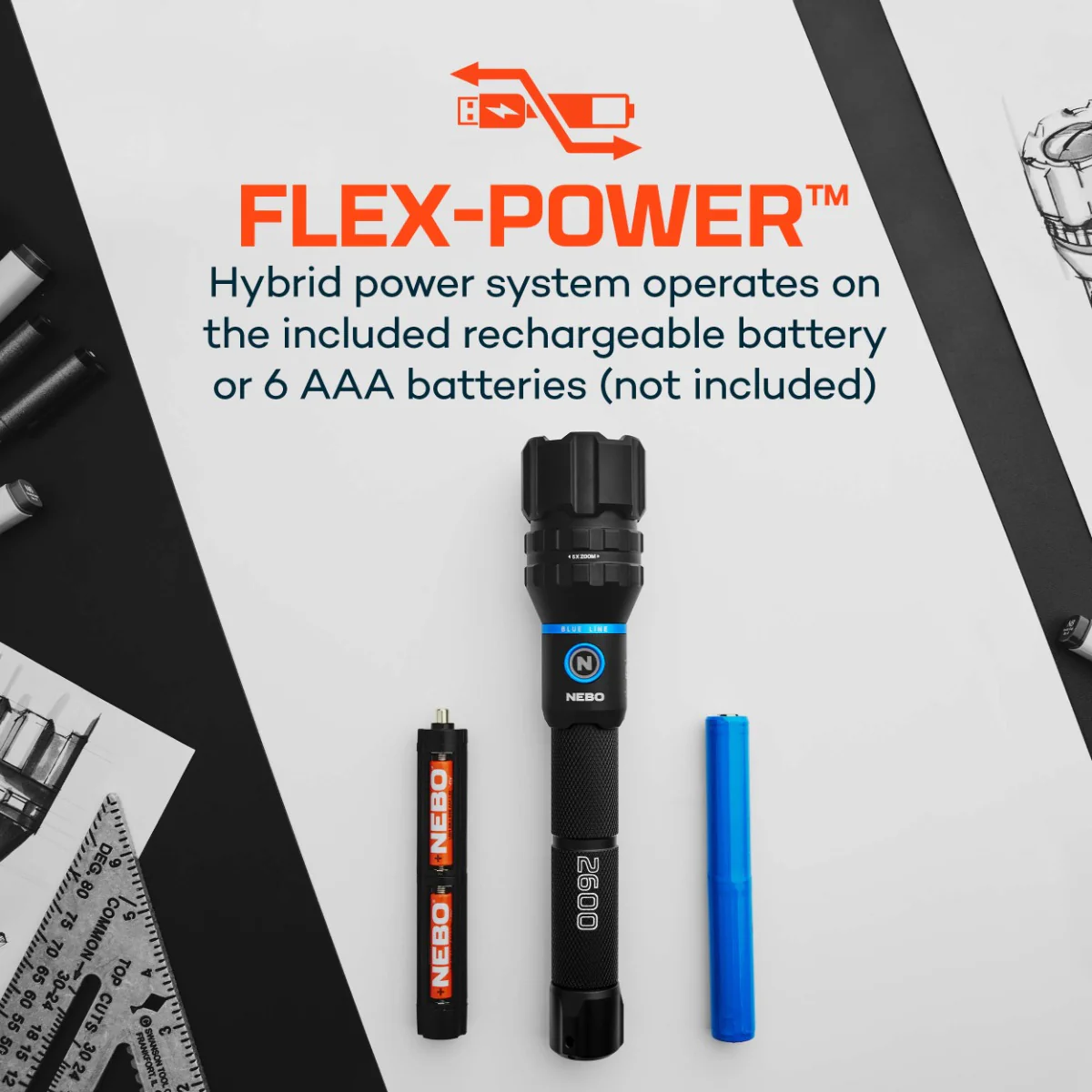 Nebo BLUELINE 2600 Flex Flashlight - Image 2