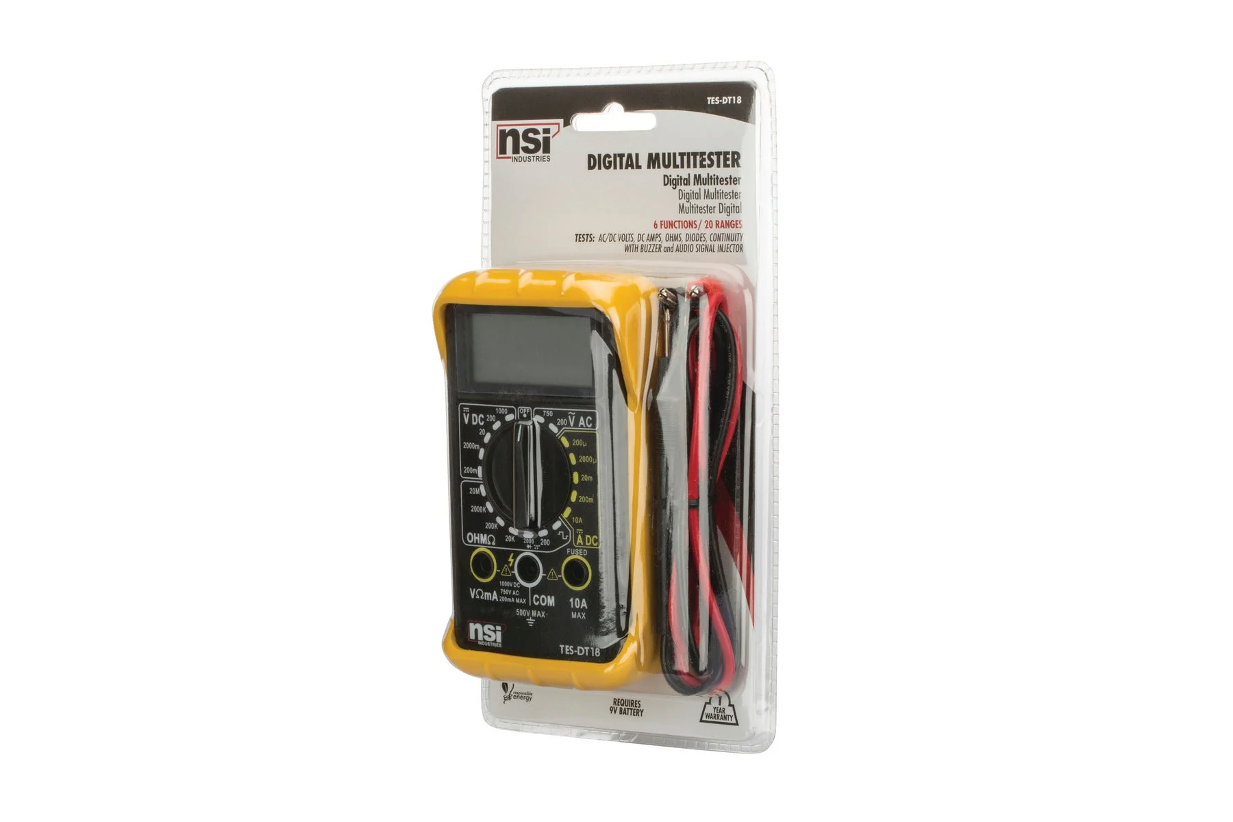 NSI Industries TES-DT18 7-Function 18-Range Digital Multitester - Image 5