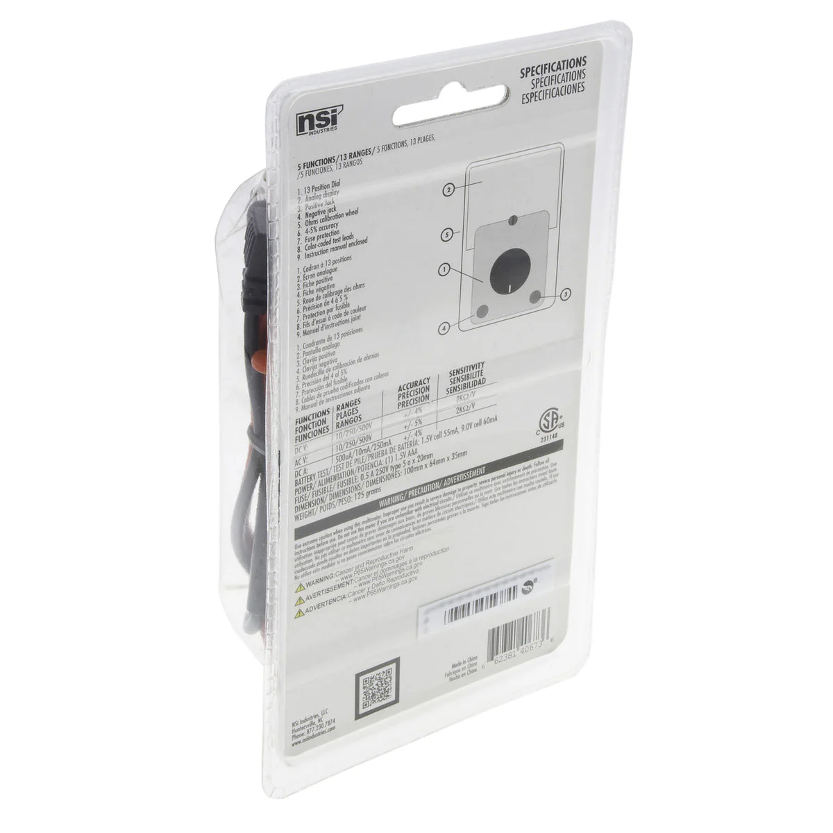 NSi Industries TES-MT12 5-Function 12-Range Analog Multitester - Image 6