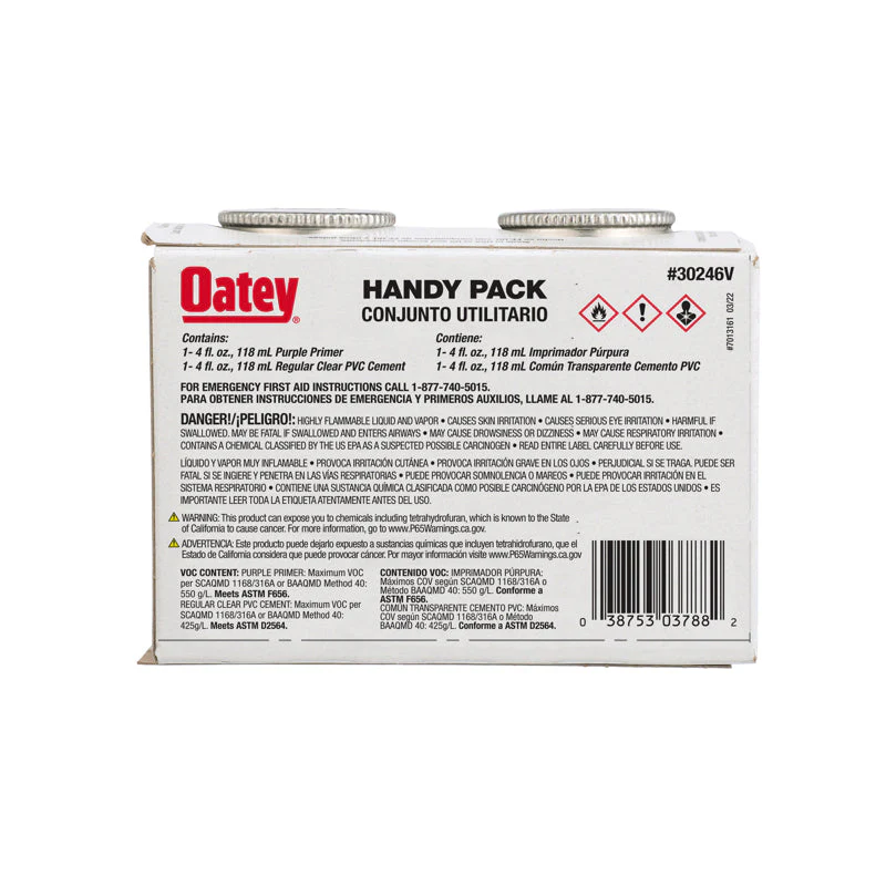 Oatey® PVC Regular Bodied Fast Set Clear Cement and Purple Primer Handy Pack - Image 5