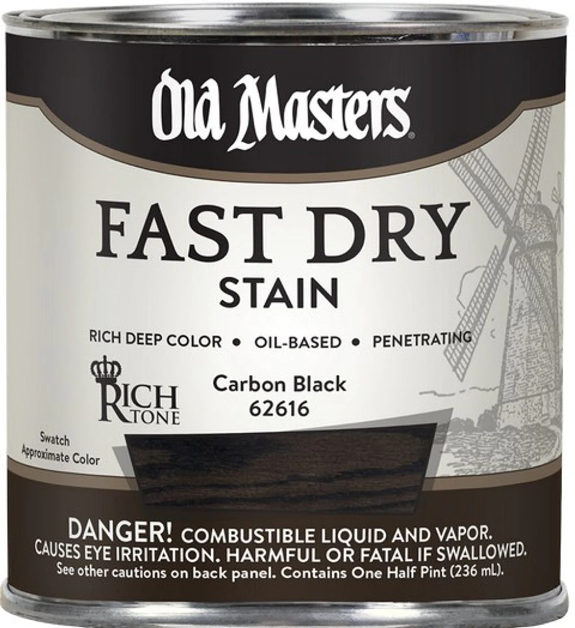 Old Masters 62616 1/2 Pint Rich Tone Fast Dry Stain Carbon Black - Image 2