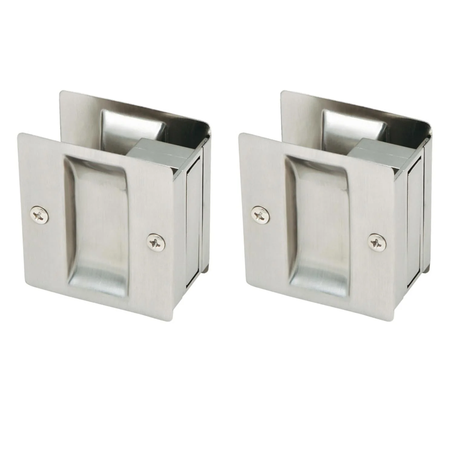 Design House 2-Pack Rectangular Pocket Door Passage is Finished in Satin Nickel