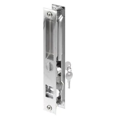 Prime Line Patio Door Flush Handle with Hook Latch assortment, Chrome, Keyed, 1 per pkg. 6-5/8"