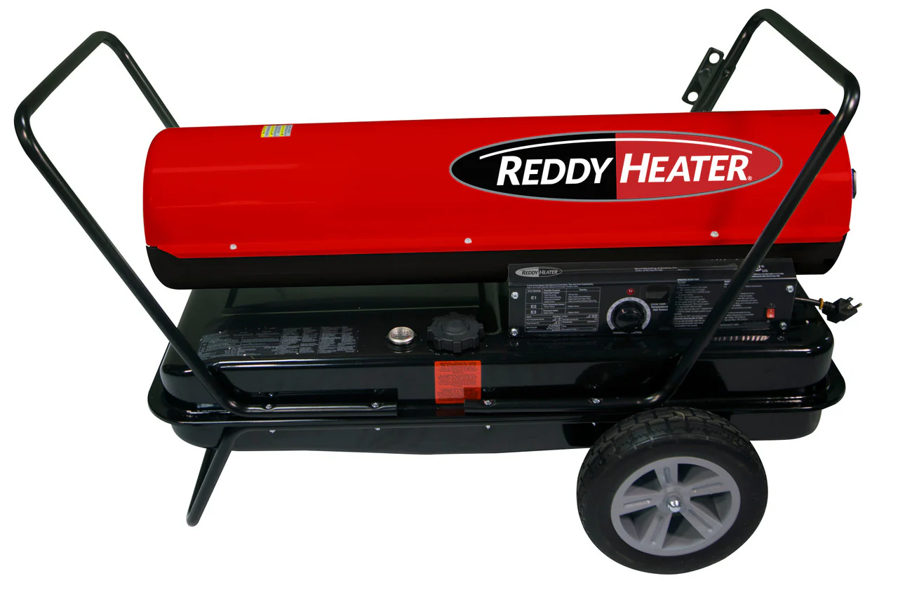 Reddy Heater RFA220CV 180,000-220,000 BTU Kero Forced Air Heater with Dual Heat Control, Wheels, Handles and Pressure Gauge Included