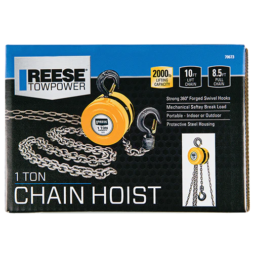REESE Towpower Chain Hoist, 1 Ton Capacity, 10 Foot Lift Chain, 8.5 Foot Pull Chain - Image 2