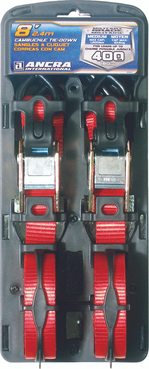 S-Line Cam Buckle Tie-Down 2 Pack 1” x 8’