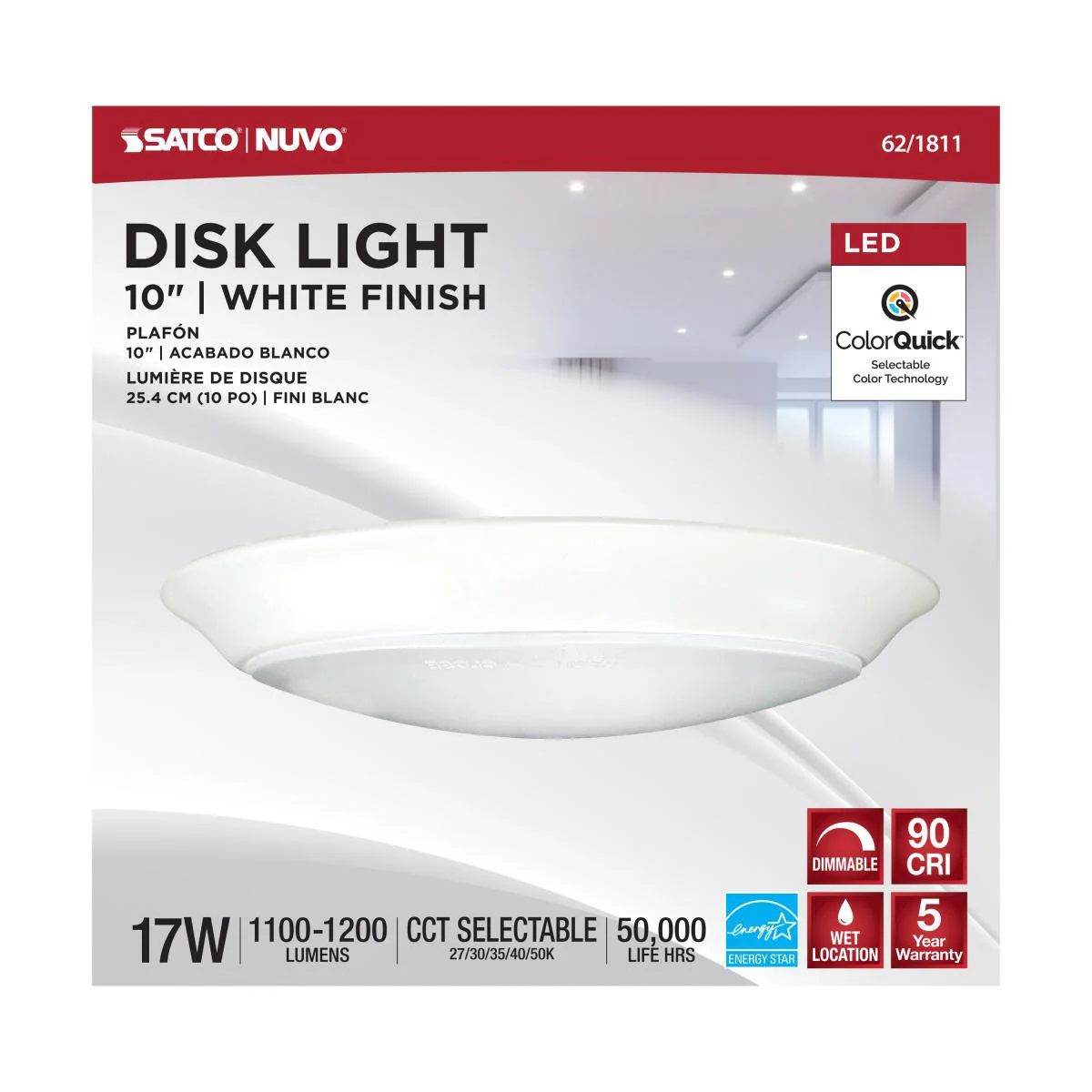 Satco|Nuvo 10" LED Disk Light White Finish - Image 3