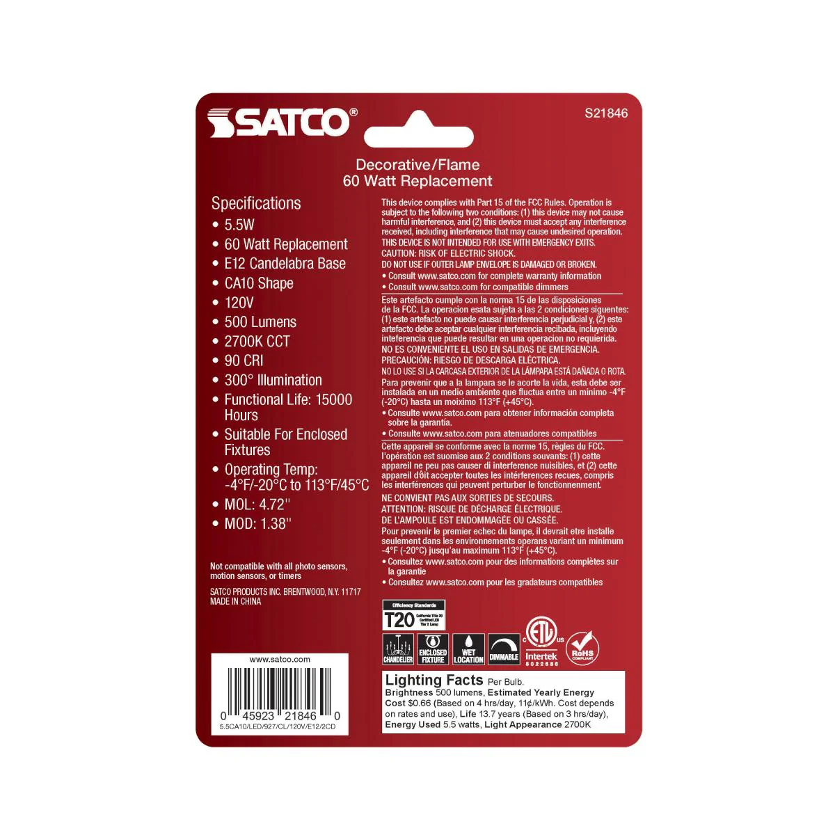 Satco|Nuvo LED Chandelier Bulb with a Candelabra Base - Image 3