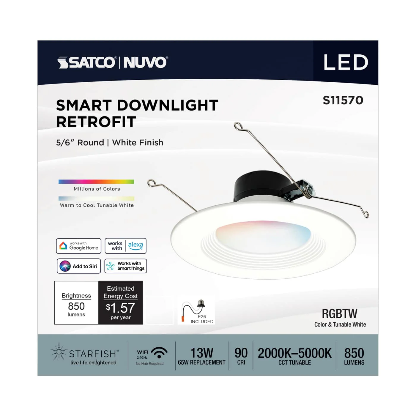 Satco Products S11570 13WLED/RDL/5-6/RGBTW/RND/WH - Image 6