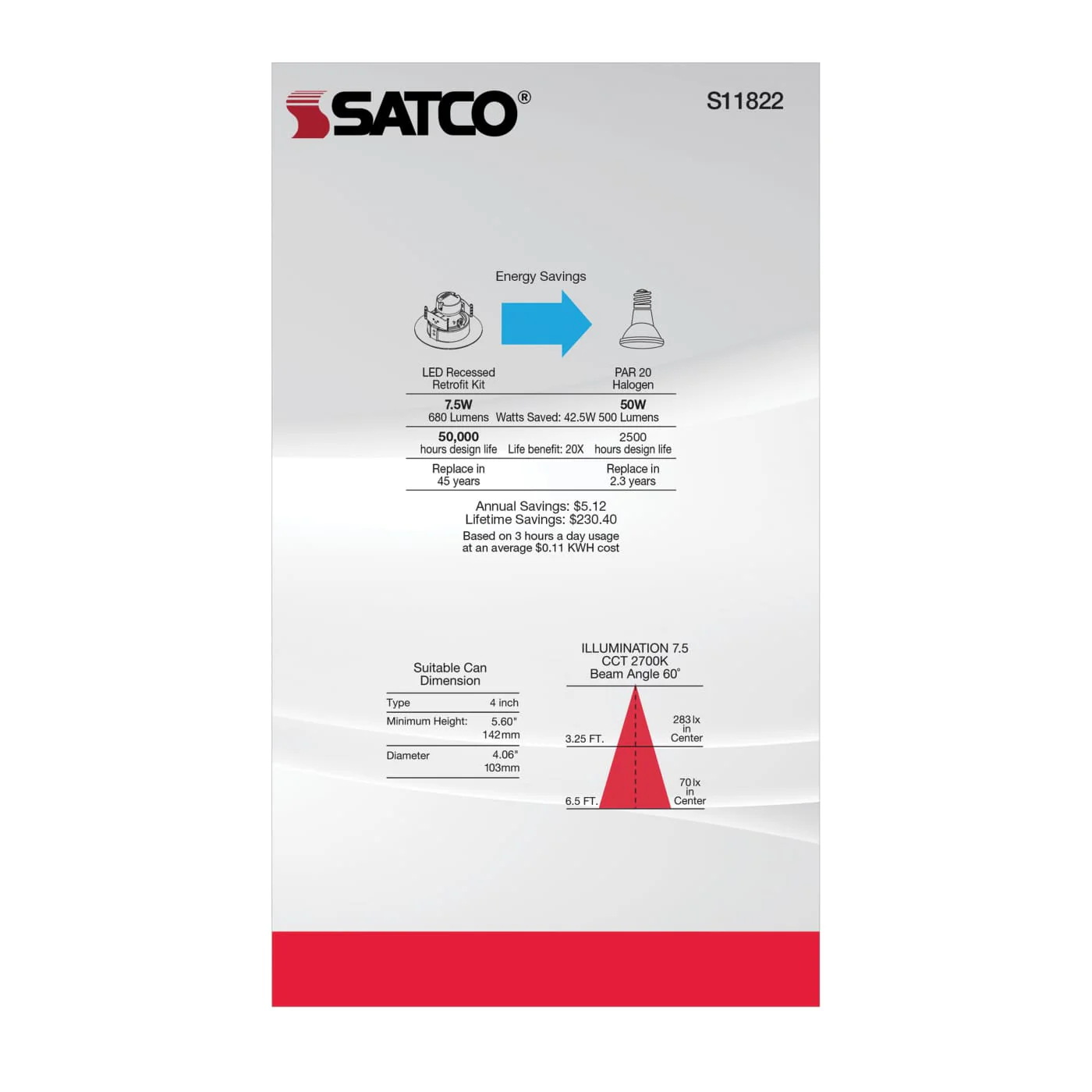 Satco Products S11822 7.5WLED/DIR/4/60'/CCT-SEL/120V - Image 9