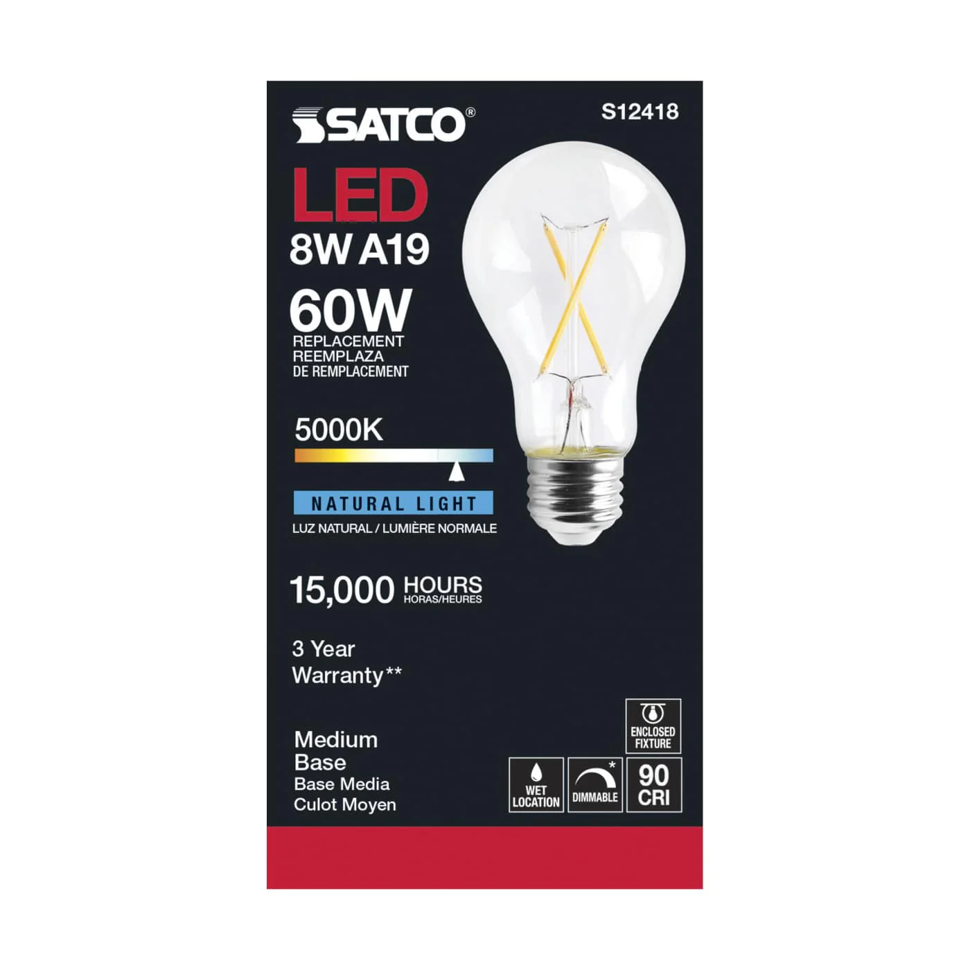 Satco Products S12418 8A19/CL/LED/E26/950/120V - Image 4
