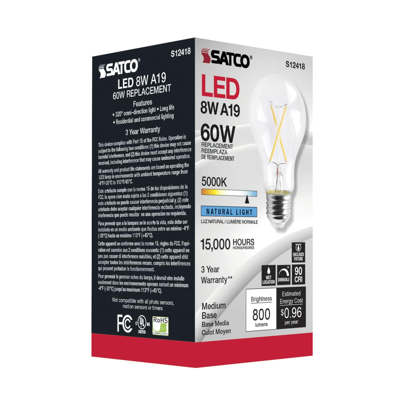 Satco Products S12418 8A19/CL/LED/E26/950/120V - Image 5