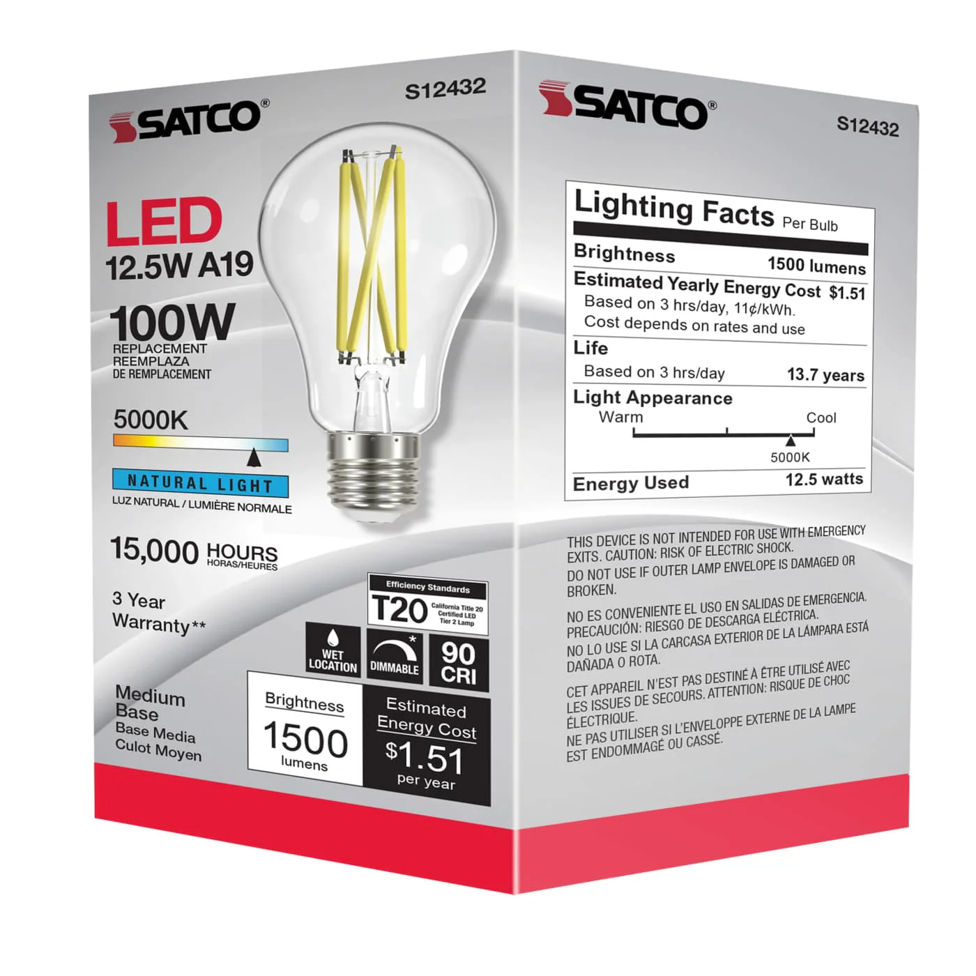 Satco Products S12432 12.5A19/CL/LED/E26/950/120V - Image 9