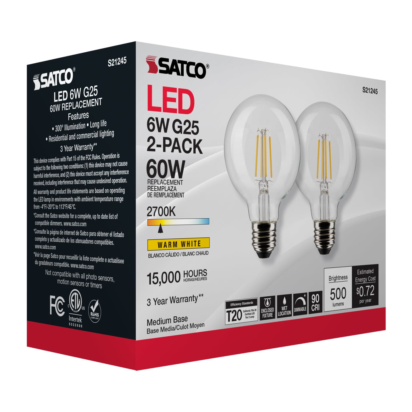 Satco Products S21245 6G25/LED/CL/927/120V/2PK - Image 10