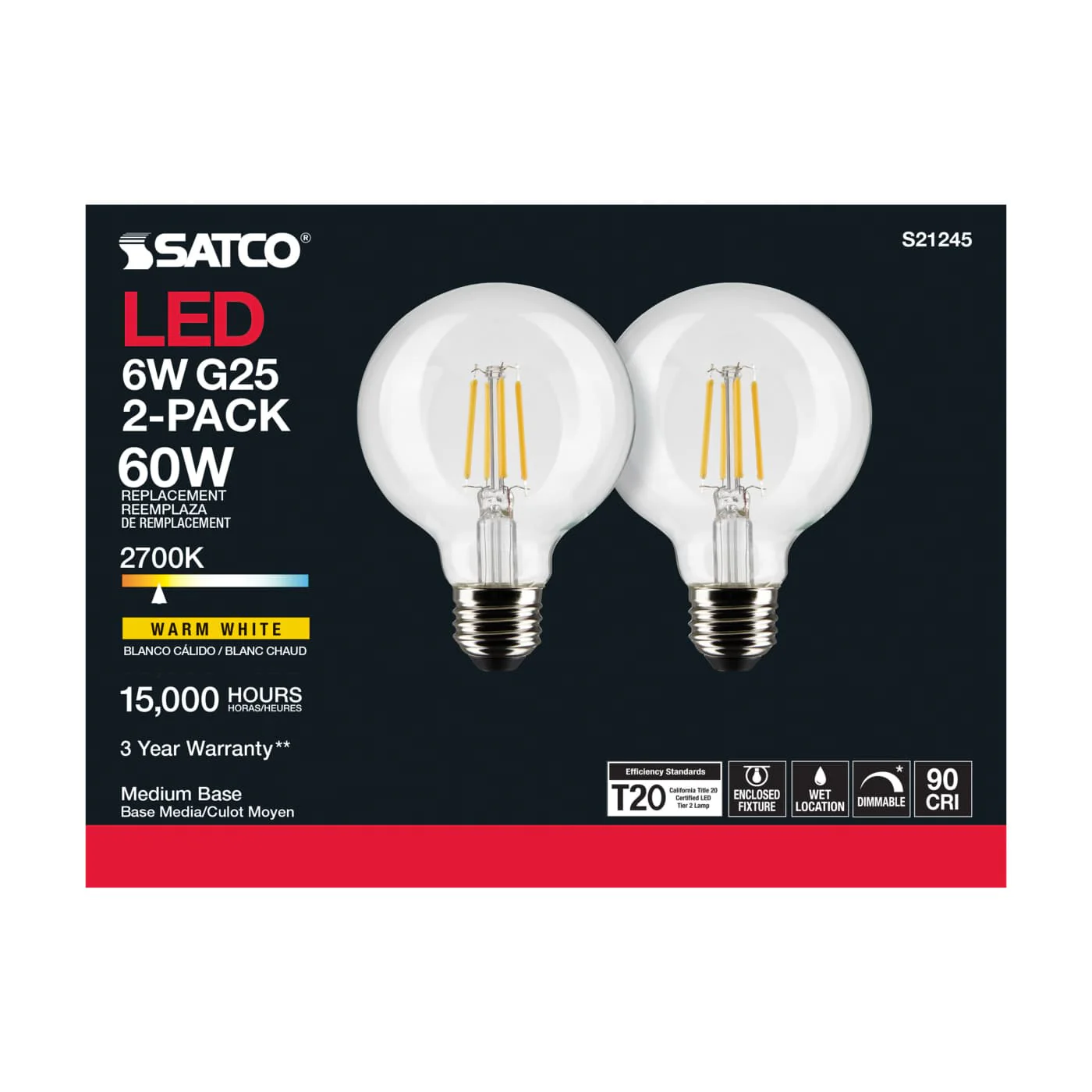 Satco Products S21245 6G25/LED/CL/927/120V/2PK - Image 6